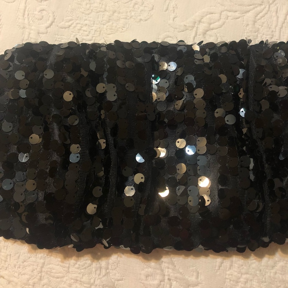Joan Rivers Classics Large Black Sequin Clutch Bag - Picture 4 of 8